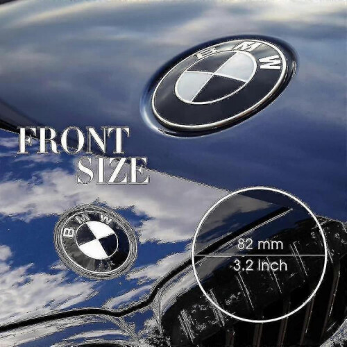7pcs Black Emblems Hood And Trunk, Emblem Car Accessories Replacement for All Models E30 E36 E46 E34 E39 E60 E65 E38 X3 X5 X6 3 4 5 6 7 8 (82mm + 73mm 2
