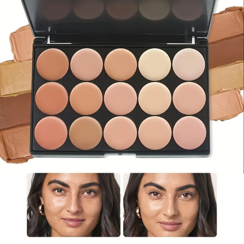 2PCS-Set: 15-02 Concealer Palette Aschenpinsel 2