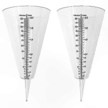 Transparent Cone Rain Gauges, 2 Pack with Dual Measurement Scales for Outdoor Use