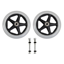 (7 inches, grey) 2Pcs 6/7/8inch Heavy Duty Wheelchair Front Caster Wheels - Smooth Flexible Solid Tire Replacement (6 inches, Grey)