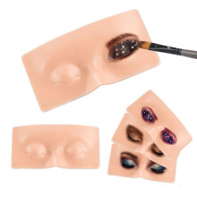 (Yellow skin with eyes closed) Makeup Practice Face Board Realistic Natural Eye Makeup Silicone Perfect Aid
