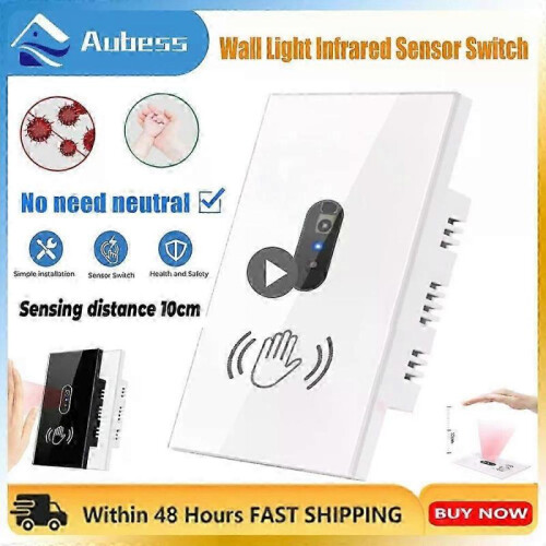 (A3, C3) Smart IR Sensor Wall Light Switch EU US 220V 110V Glass Panel Touch-Free Power On Off 1