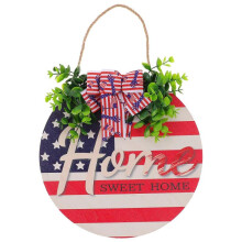 Independence Day Wooden Wound Hanging Sign 4th Of July Patriotic Wreath Sign