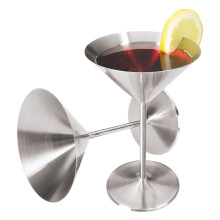 Oggi Stainless Steel Martini Glasses - 8oz Set of 2 - Unbreakable Martini Glasses Ideal Outdoor Martini Glasses for Boating RV Parties Styli