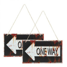 2Pcs One Way with Arrow Right Sign Rustic Wood Sign Decorative One Way Wooden Sign