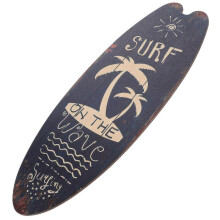 Hanging Surfboard Sign Surfboard Plaque Home Decor Item Ocean Theme Coffee Color Wood Material Vintage Style 1Pcs
