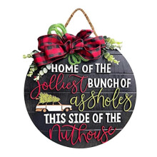 Door Hanger Sign Welcome Sign for Front Door-Round Hanging Sign,Black