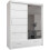 MN Furniture (White, 150) Malega High Gloss Sliding Mirror Door Wardrobe 1