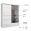 MN Furniture (White, 150) Malega High Gloss Sliding Mirror Door Wardrobe 4