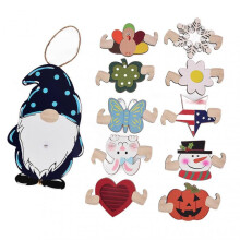 Interchangeable Gnome Door Sign Wooden Christmas Sweet Gnome Welcome Sign Door Hanger for Home Decoration