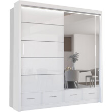 (White, 208) Malega High Gloss Sliding Mirror Door Wardrobe