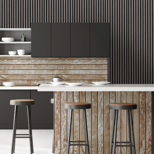 Acoustic MDF Wood Slat Style Decorative Wall Panel Grey Oak