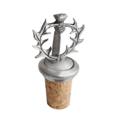(Add a Gift Pouch) Scottish Thistle Pewter Bottle Stopper