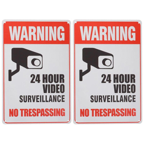Warning Sign for Home Decoration And Wall Decor In Clear Pattern Design Featuring Video Function 2 Pcs 1