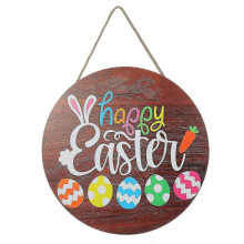 Round Easter Wood Sign Easter Wooden Hanging Plaque Easter Front Door Sign Easter Welcome Sign