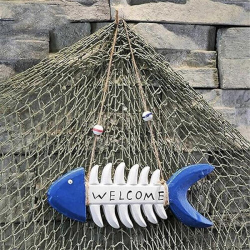Fish Bone Welcome Sign Fish Wall Decor Beach-Themed Welcome Sign 2