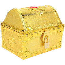 (16X13cm, Golden) Treasure Chest Piggy Bank Decorative Treasure Chest Trinket Box Pirate Party Favor