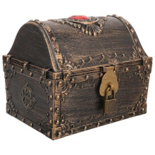 (16X13cm, Light Brown) Treasure Chest Piggy Bank Decorative Treasure Chest Trinket Box Pirate Party Favor