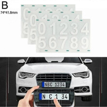 (white 3pcs 74x41.8mm) License Plate Sticker, 3PCS License Plate Number Invisible Digital Sticker-Yvan