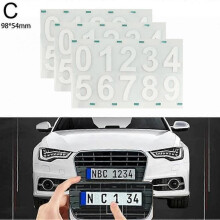 (white 3pcs 98x54mm) License Plate Sticker, 3PCS License Plate Number Invisible Digital Sticker-Yvan