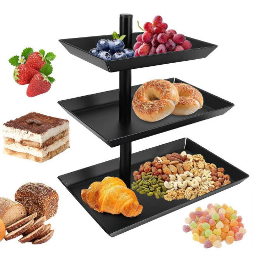 Rotating Fruit Cake Stand Tray Black 1
