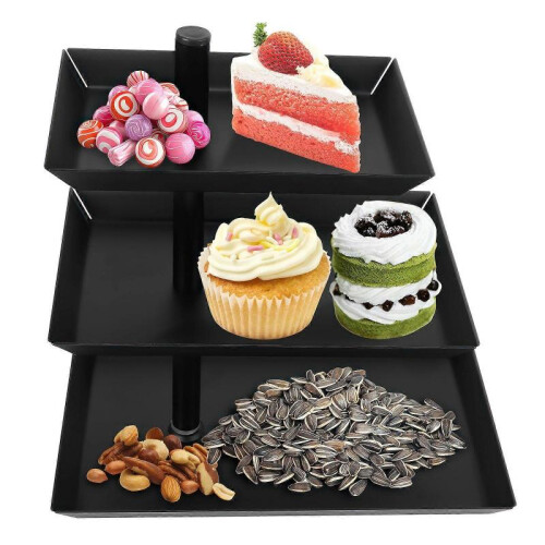 Rotating Fruit Cake Stand Tray Black
