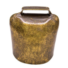 (Medium, Green Bronze) Antique Style Metal Cow Bells, Loud Horse Sheep Bells, Cattle Farm Animal Bells