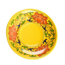 Circle Decorative Tray Buddhist Tribute Plate Temple Offering Ceramics 11x11cm 1Pc