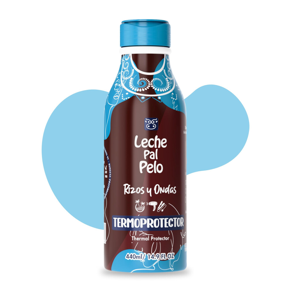 Leche Pal Pelo Thermal Hair Protector For Curly & Wavy With Aloe Vera Coconut Milk Provitamin B - Leave-In Treatment - Hydration & Frizz Control - 1