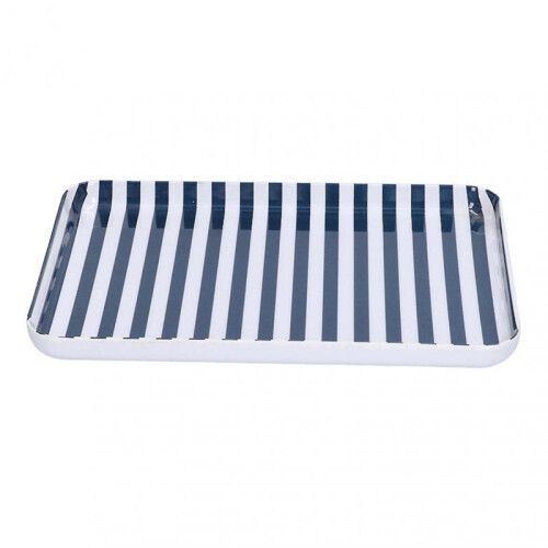 Fruit Tray Blue White Stripe Melamine Safe Environmentally Friendly Colourfast Dessert Platter for Restaurant 1