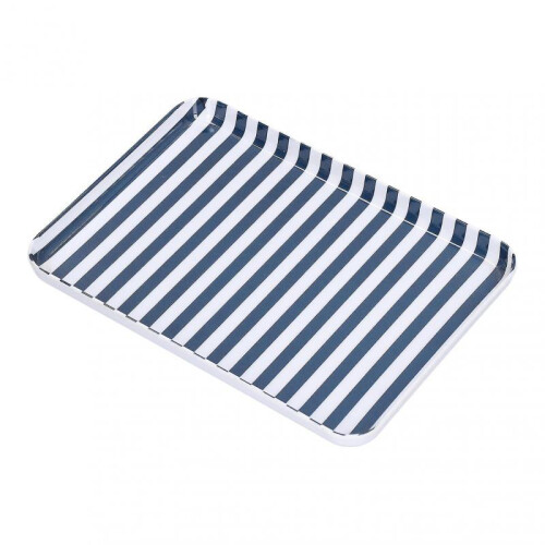 Fruit Tray Blue White Stripe Melamine Safe Environmentally Friendly Colourfast Dessert Platter for Restaurant 2