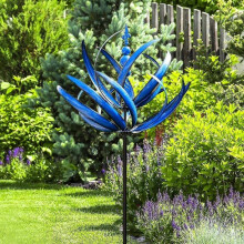 (Blue) Wind Spinner Garden Kinetic 3d Wind Sculptures Unique Metal Wind Spinner Rotator Outdoor Art Wind Catchers Garden Stake Decor