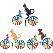(3pcs set) Garden Lawn Yard Decor Windmill Wind Spinner Whirligig 3d Animal On Bike Style