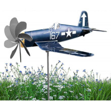 (B) Wind Sculpture Airplane, Metal Airplane Wind Spinner, Aircraft Wind Spinner, Windmill Aircraft Garden Decor, Stainless Steel Wind Catchers