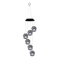 Solar LED Wind Chime Lamp Paws Print Solar Wind Chime Cats Dog Pet Pawprint Solar IP65 Waterproof Ha