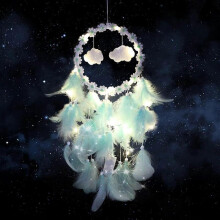 Handmade Dream Catcher, Dream Catcher with LED Lights, Dream Catcher with Natural Feathers