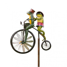 (Cat And Mouse) Vintage Bicycle Metal Wind Spinner - Garden Yard Lawn Decoration