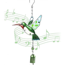 Outdoor Wind Chimes Hummingbird Wind Chimes Decoration Garden Wind Chimes Metal Bird Glass Suncatcher for Windows, Balconies