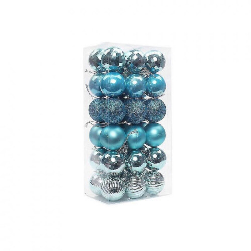 (Light Water Blue) 36 Pieces Ceiling Christmas Bauble Home Tree Pendant Decoration 4cm