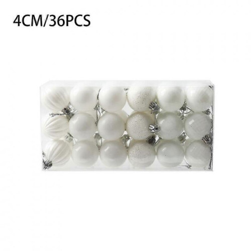 (White) 36 Pieces Ceiling Christmas Bauble Home Tree Pendant Decoration 4cm 2