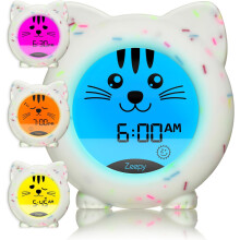 Kids Alarm Clock & Night Light USB Rechargeable, Drop-Proof, Eco-Friendly Sleep Training for Toddlers Kip the Kitty