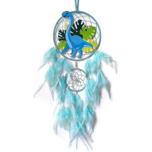 (No light, Blue) Dinosaur Dream Catchers For Boys Girls, Dream Catcher Light Wall Decor Feather Wall Hanging Dino Dream Catcher Kids Gift