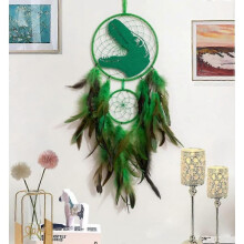 (No light, Green) Dinosaur Dream Catchers For Boys Girls, Dream Catcher Light Wall Decor Feather Wall Hanging Dino Dream Catcher Kids Gift