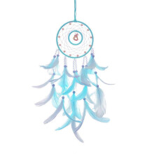 (Blue) Dream Catcher Wall Hanging Woven Net Dream Catcher Handmade Feather Tassels