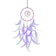 (Purple) Dream Catcher Wall Hanging Woven Net Dream Catcher Handmade Feather Tassels