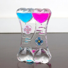(Purple Blue) Dual Color Oil Hourglass Floating Liquid Motion Bubble Drip Timer Clock Acrylic Desk Decor