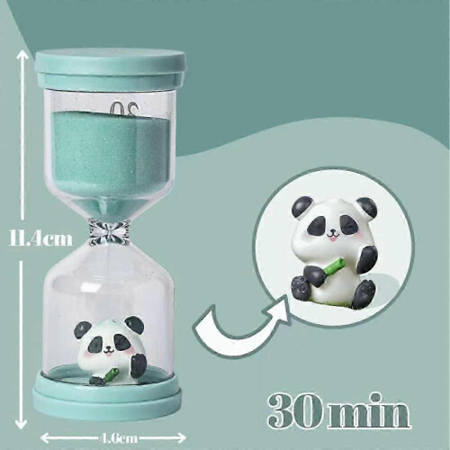 30 Min Shatterproof Plastic Hourglass,Sand Timer for Kids In Macaron Blue with Panda Pattern 1