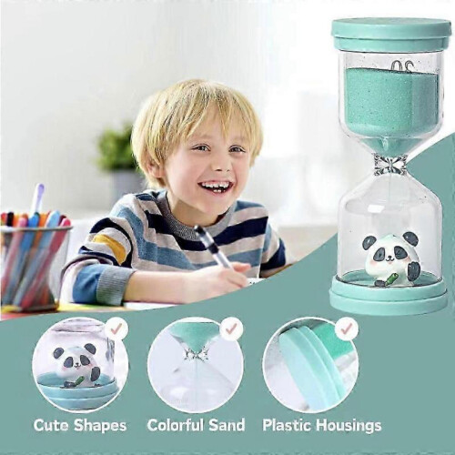 30 Min Shatterproof Plastic Hourglass,Sand Timer for Kids In Macaron Blue with Panda Pattern 2