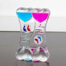 (Double Dolphins) Dual Color Oil Hourglass Floating Liquid Motion Bubble Drip Timer Clock Acrylic Desk Decor