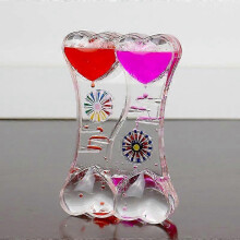 (Red Pink) Dual Color Oil Hourglass Floating Liquid Motion Bubble Drip Timer Clock Acrylic Desk Decor